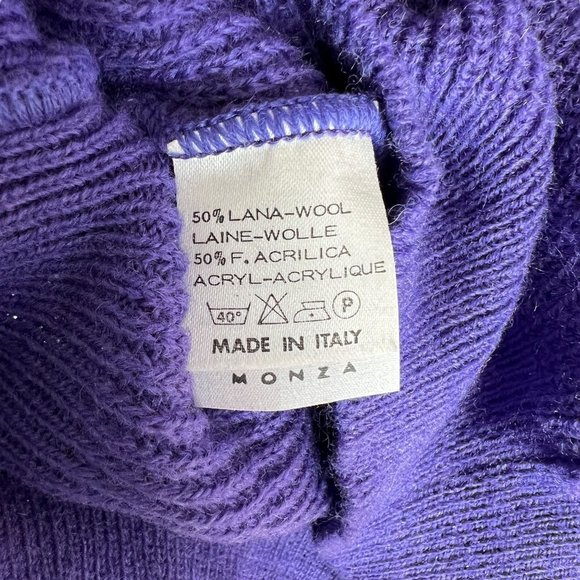 Vintage 80s Colmar Womens Oversized Wool Sweater in Purple Made in Italy Size 6 - Picture 7 of 7